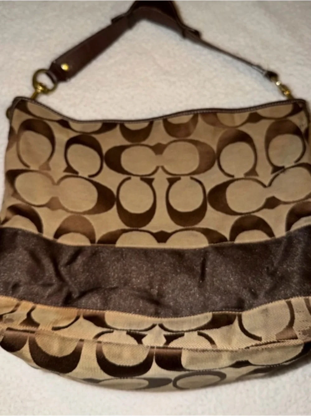 Vintage Coach Signature Canvas Hobo in Brown and Tan